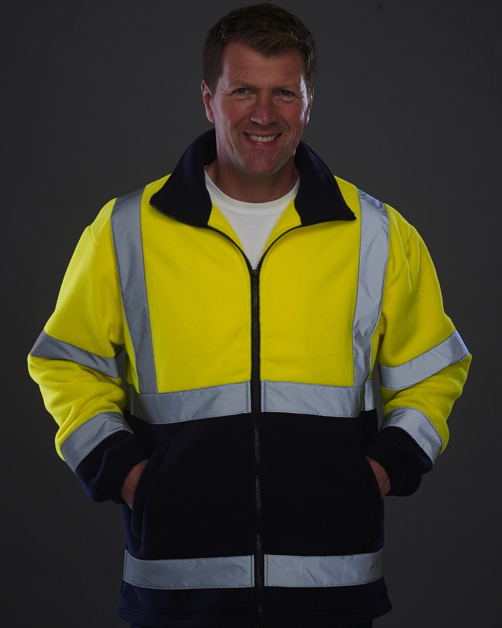 YOKO Robuste Fleecejacke in Warnfarbe Polar Fleeces personalisierbar