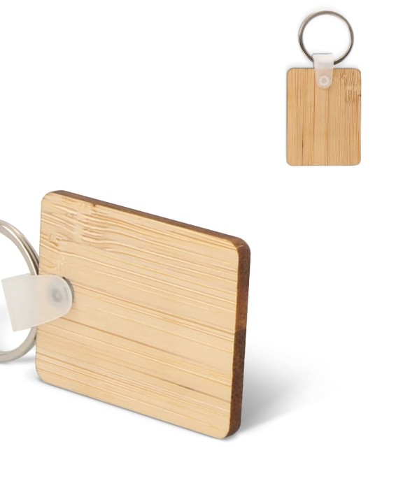 4DO Schlüsselanhänger Bamboo rechteckig Taschen personalisierbar