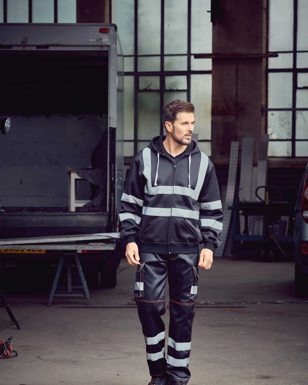 YOKO YOKO Kapuzenpullover mit Reißverschluss in Warnfarbe Sweatshirts personalisierbar