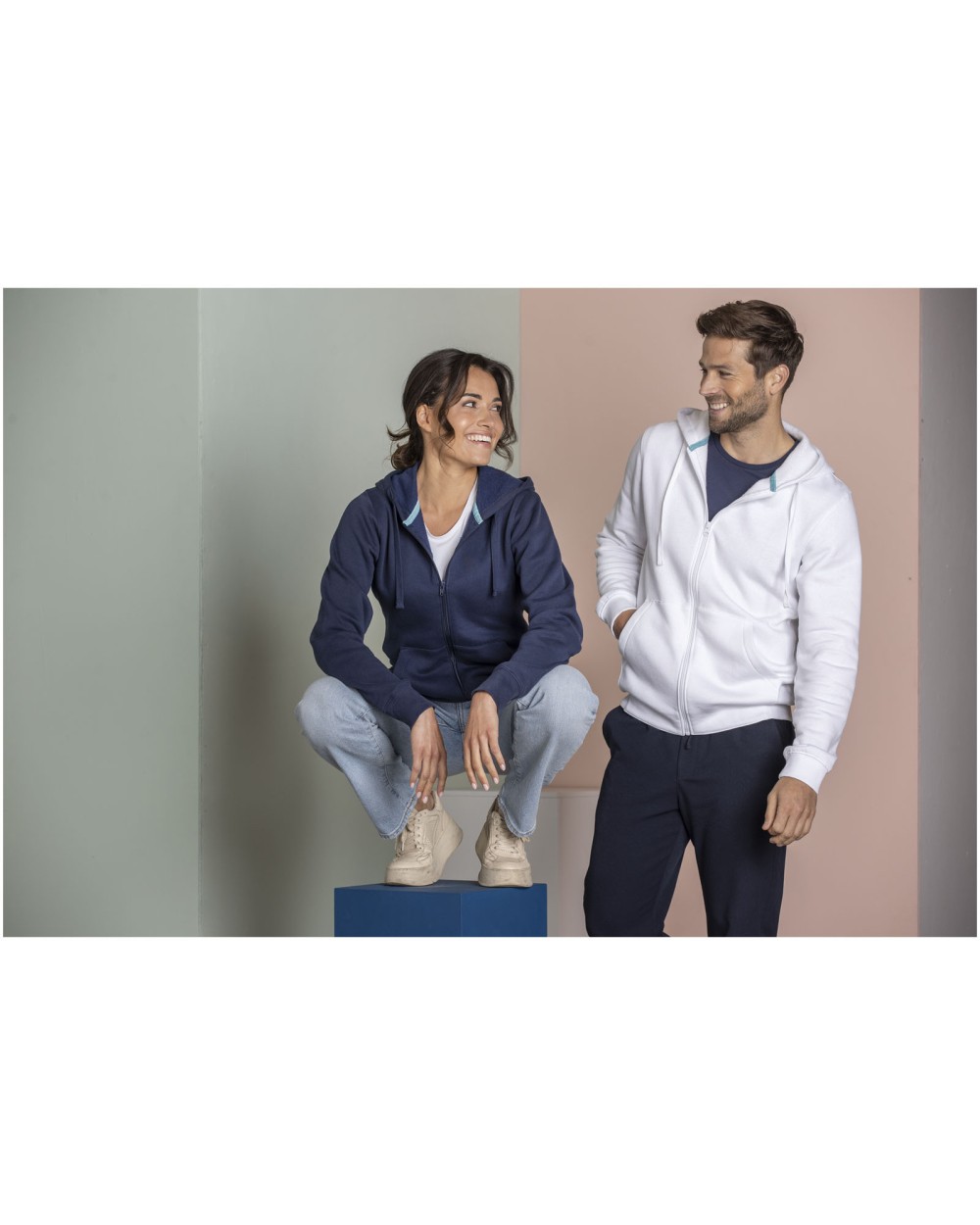 Sweat-shirts personnalisable ELEVATE Sweat full zip à capuche Ruby bio homme