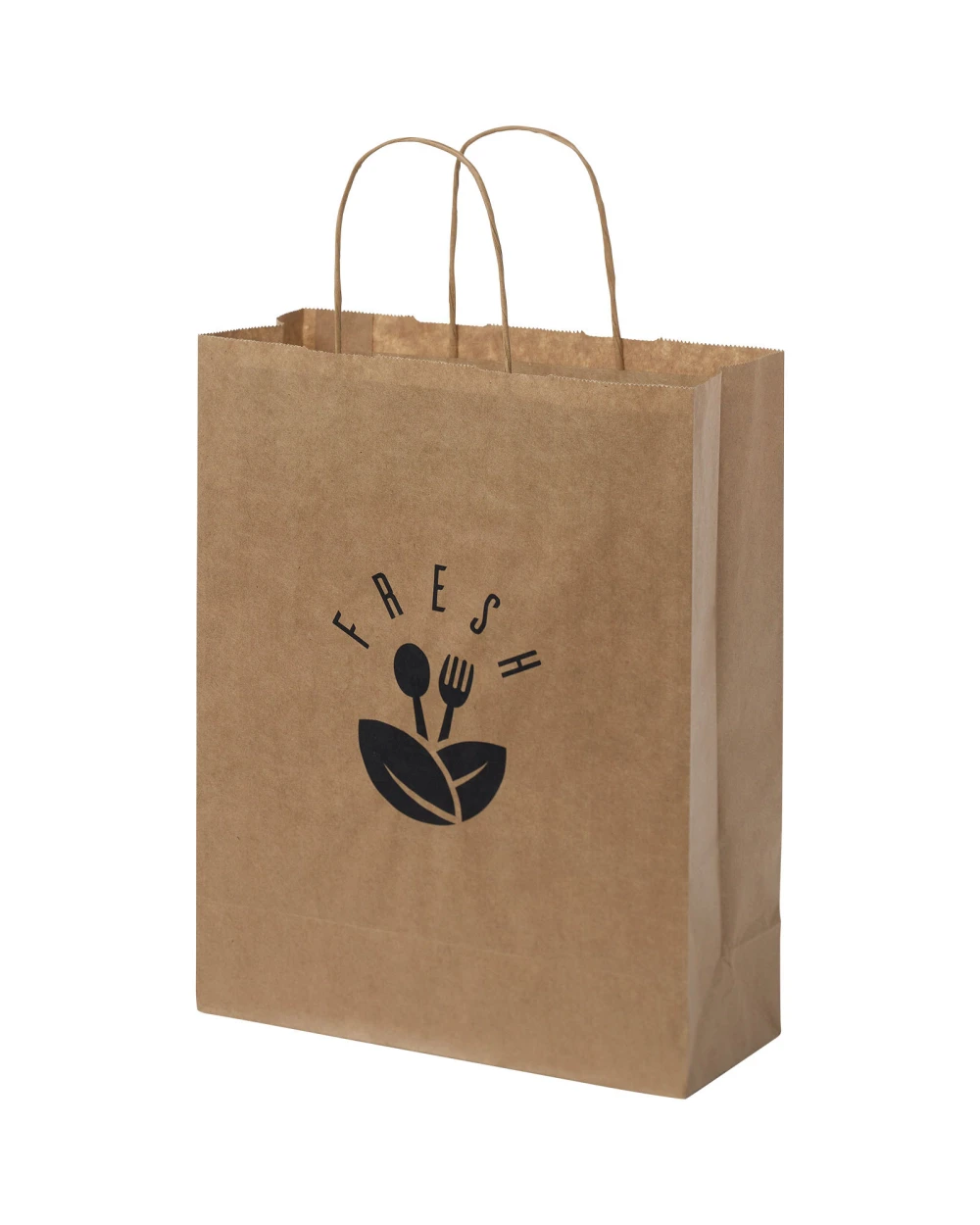 4DO Kraftpapiertasche 80 g/m² mit gedrehten Griffen – 25 × 11 × 32 cm Taschen personalisierbar