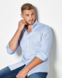 Chemises personnalisable KUSTOM KIT Slim Fit Stretch Oxford Shirt LS