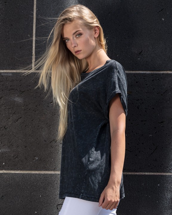T-Shirts personnalisable BUILD YOUR BRAND LADIES ACID WASHED EXTENDED SHOULDER TEE