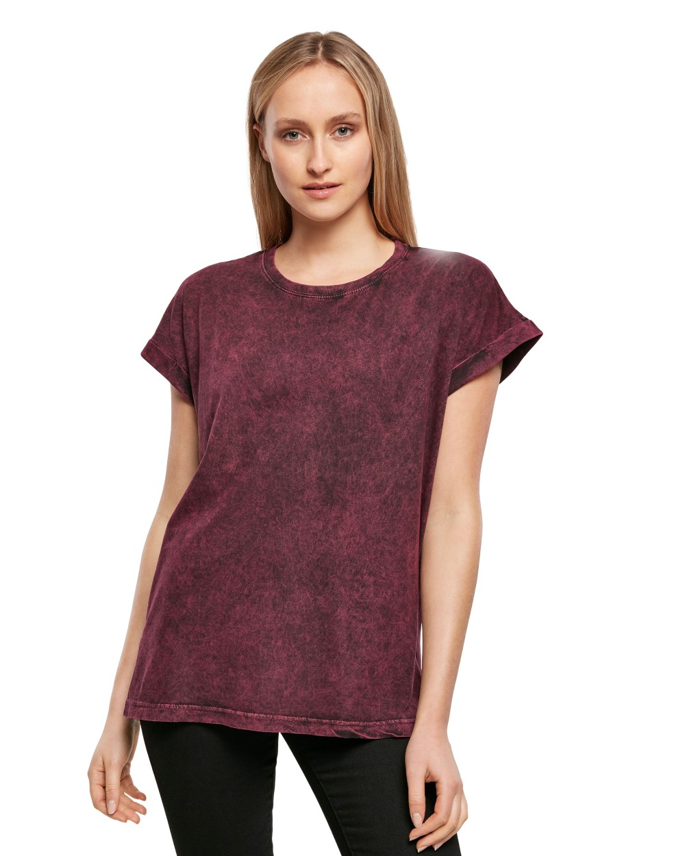 T-Shirts personnalisable BUILD YOUR BRAND LADIES ACID WASHED EXTENDED SHOULDER TEE