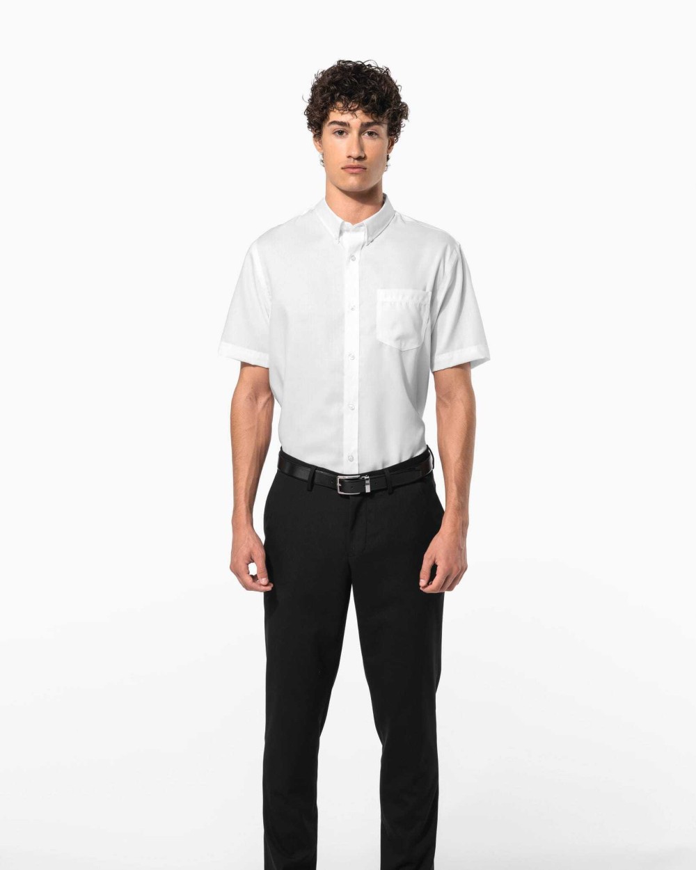 KARIBAN Herren Kurzarmhemd Bügelfrei Micro Twill Hemden personalisierbar