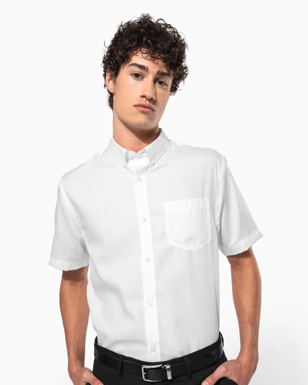 Hemden KARIBAN Heren non-iron micro sergé overhemd korte mouwen voor bedrukking &amp; borduring