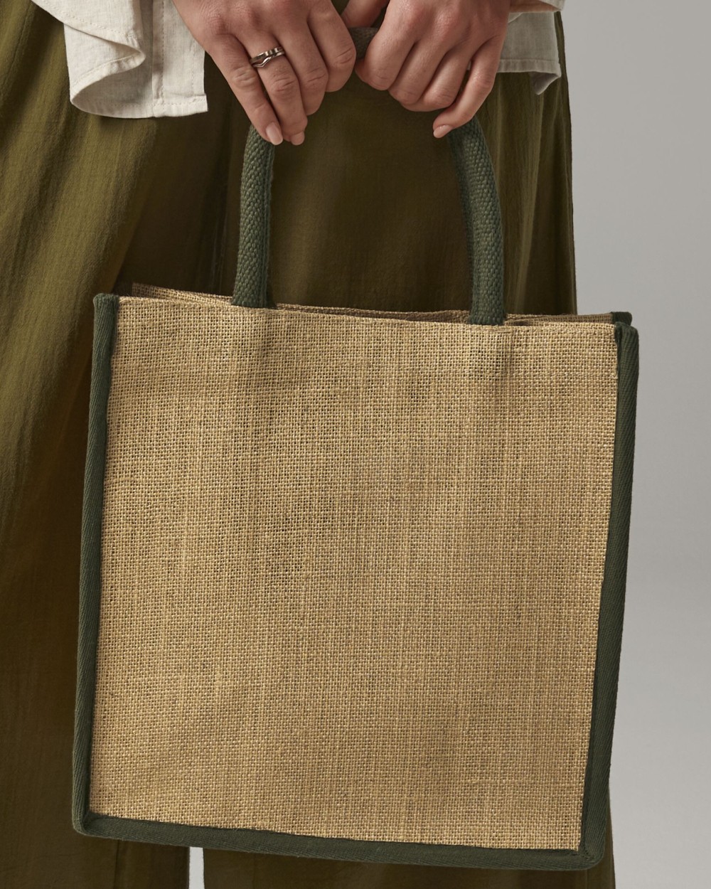 WESTFORDMILL NATURAL STARCHED JUTE MIDI TOTE Tote Bags personalisierbar