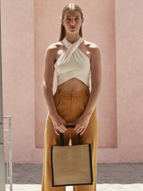 Tote bags à personnaliser WESTFORDMILL NATURAL STARCHED JUTE MIDI TOTE 