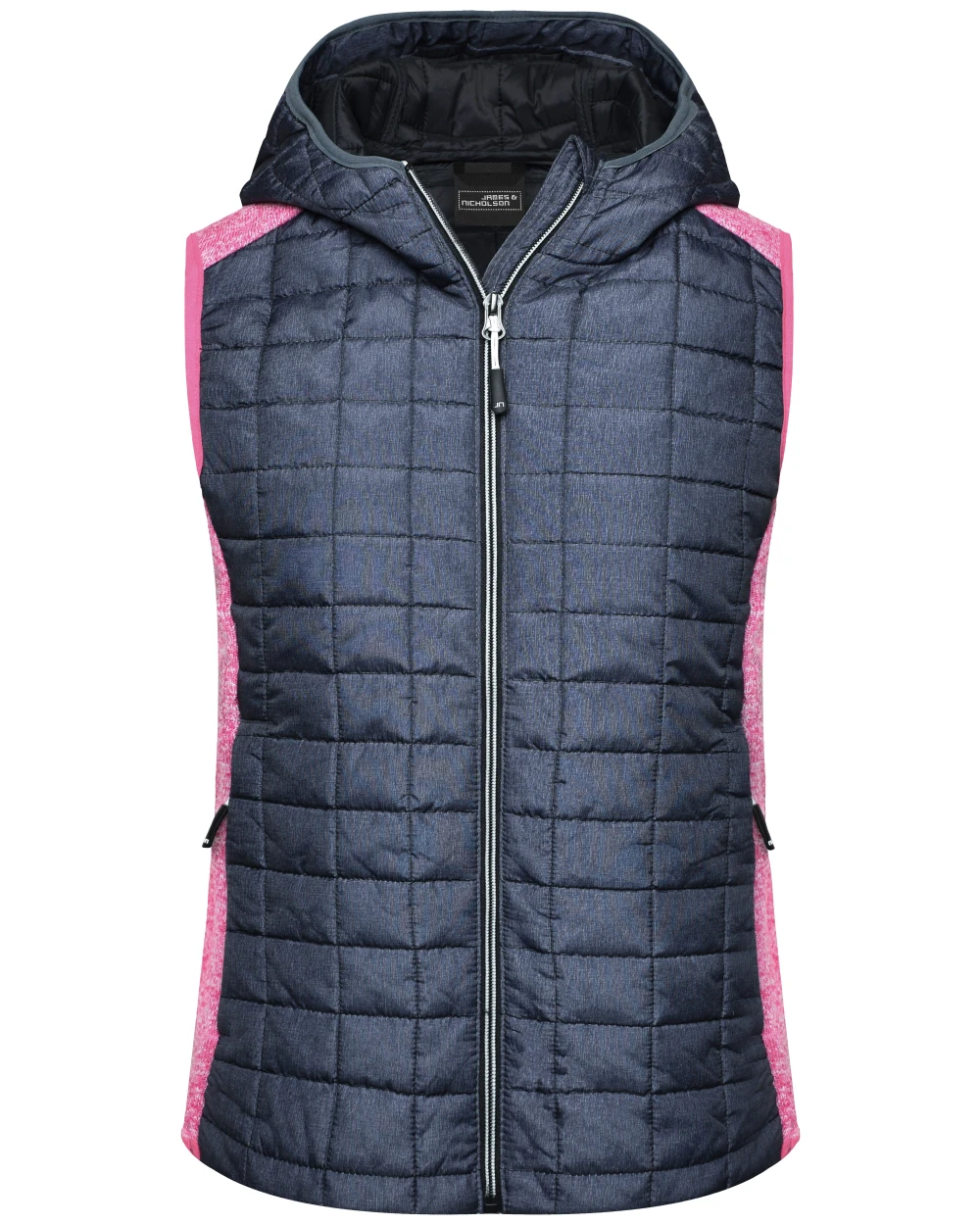 Jassen JAMES & NICHOLSON Ladies' Knitted Hybrid Vest voor bedrukking &amp; borduring