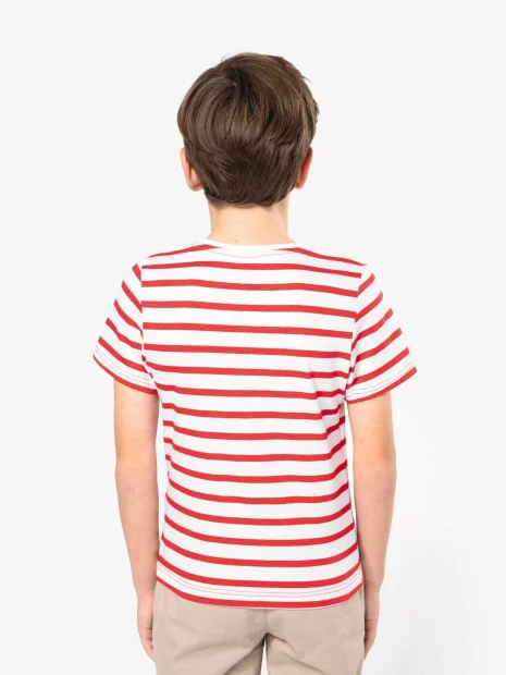 T-Shirts à personnaliser KARIBAN T-shirt rayé marin avec poche manches courtes enfant 