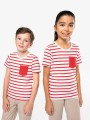 T-Shirts à personnaliser KARIBAN T-shirt rayé marin avec poche manches courtes enfant 