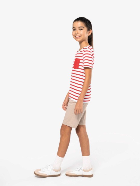 T-Shirts à personnaliser KARIBAN T-shirt rayé marin avec poche manches courtes enfant 