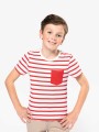T-Shirts à personnaliser KARIBAN T-shirt rayé marin avec poche manches courtes enfant 