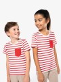 T-Shirts à personnaliser KARIBAN T-shirt rayé marin avec poche manches courtes enfant 