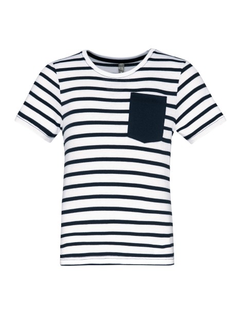 KARIBAN T-shirt rayé marin avec poche manches courtes enfant /api/colors/ca65086d-7892-42a6-b871-d99cb94664fc personnalisable