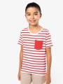 T-Shirts à personnaliser KARIBAN T-shirt rayé marin avec poche manches courtes enfant 
