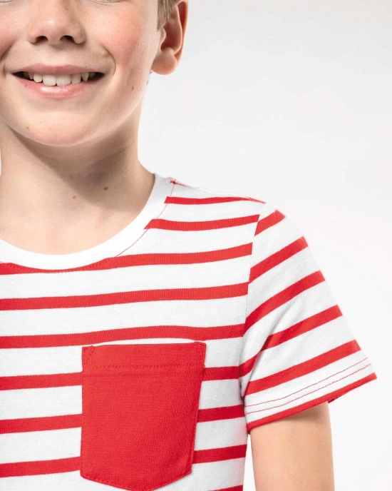 T-Shirts personnalisable Kariban T-shirt rayé marin avec poche manches courtes enfant