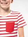 T-Shirts à personnaliser KARIBAN T-shirt rayé marin avec poche manches courtes enfant 