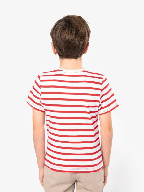 T-Shirts à personnaliser KARIBAN T-shirt rayé marin avec poche manches courtes enfant 