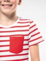 T-Shirts à personnaliser KARIBAN T-shirt rayé marin avec poche manches courtes enfant 