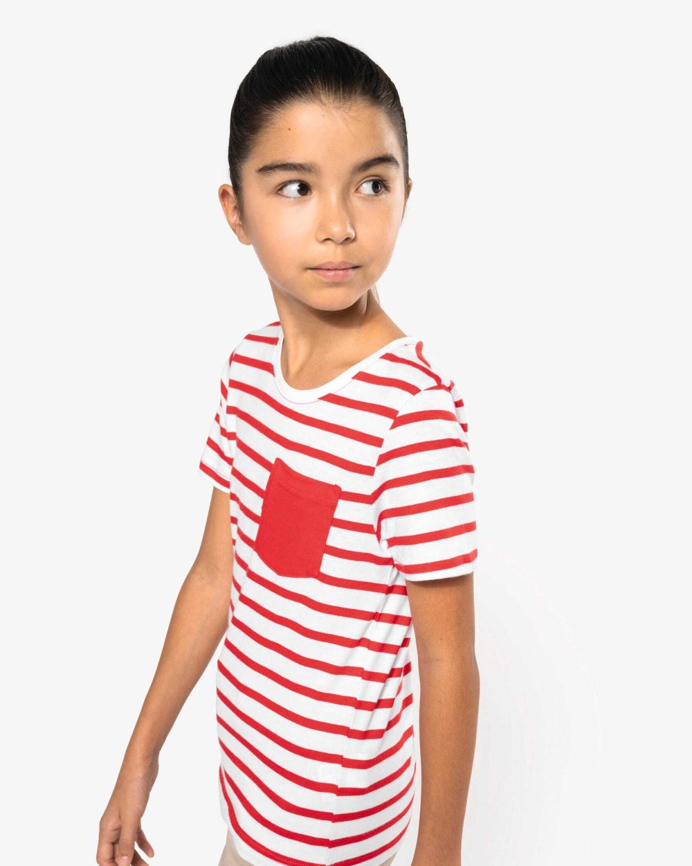 T-Shirts personnalisable KARIBAN T-shirt rayé marin avec poche manches courtes enfant