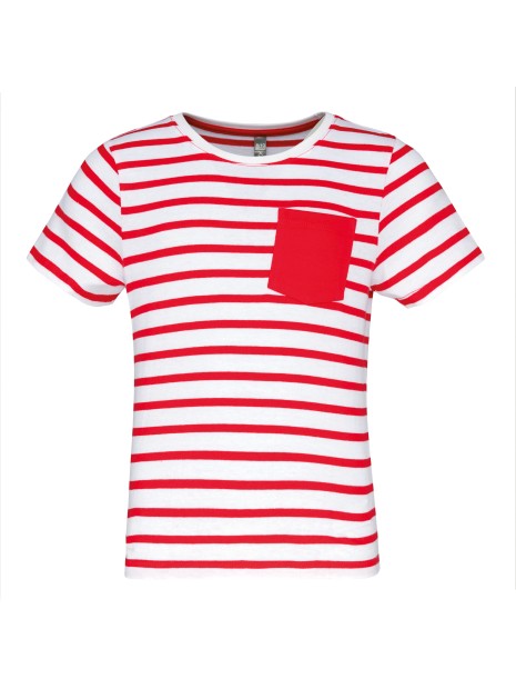 KARIBAN T-shirt rayé marin avec poche manches courtes enfant /api/colors/a4add954-0ce4-4cfc-8dc2-86feabed1118 personnalisable