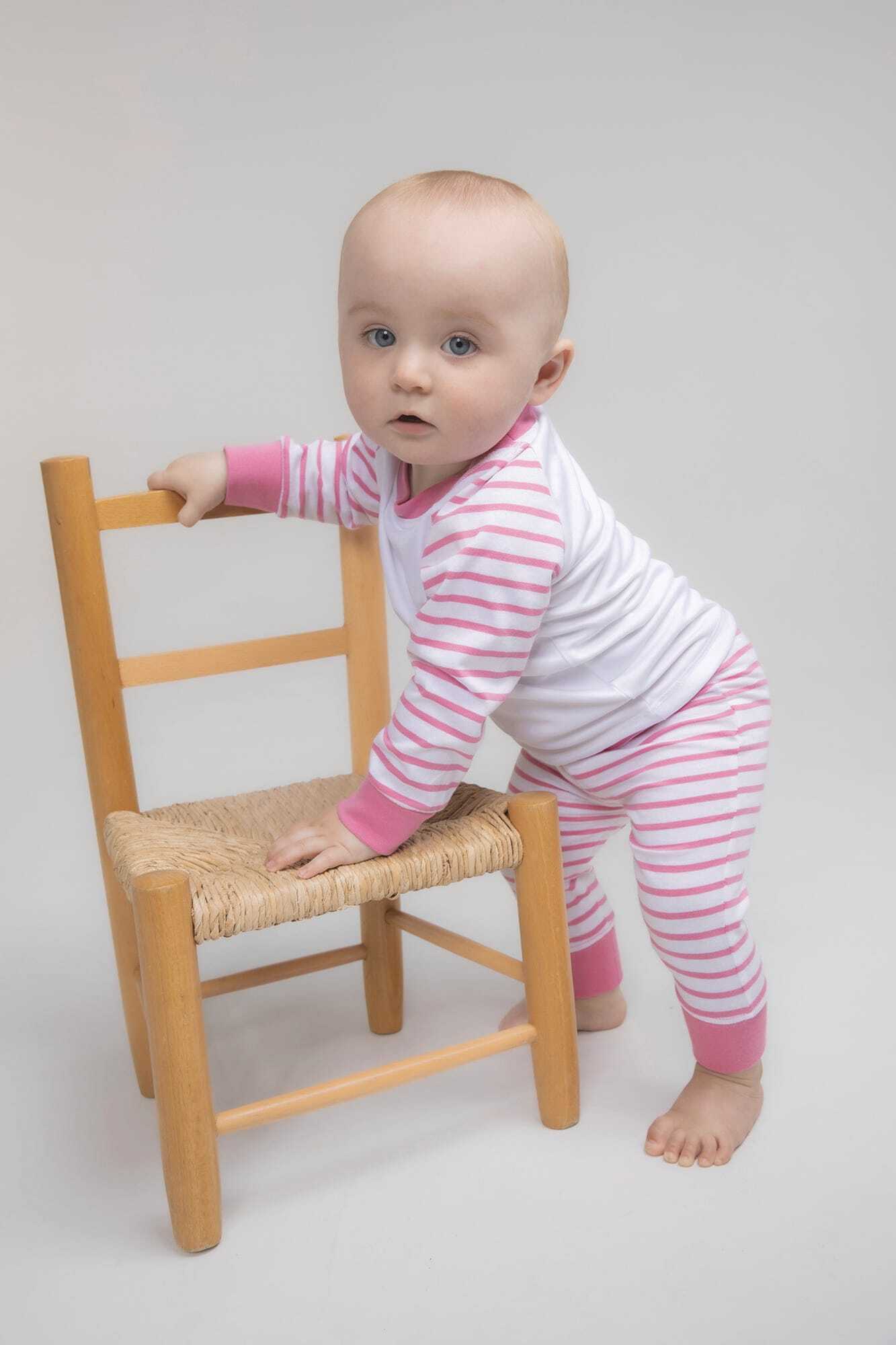 Baby artikelen LARKWOOD Gestreepte pyjamas voor bedrukking &amp; borduring