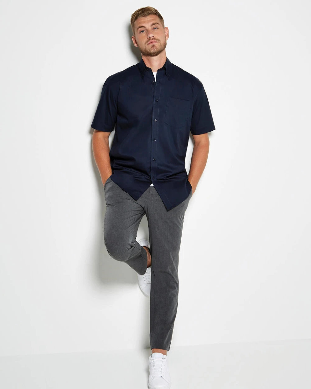 Hemden KUSTOM KIT Classic Fit Premium Oxford Shirt SSL voor bedrukking &amp; borduring