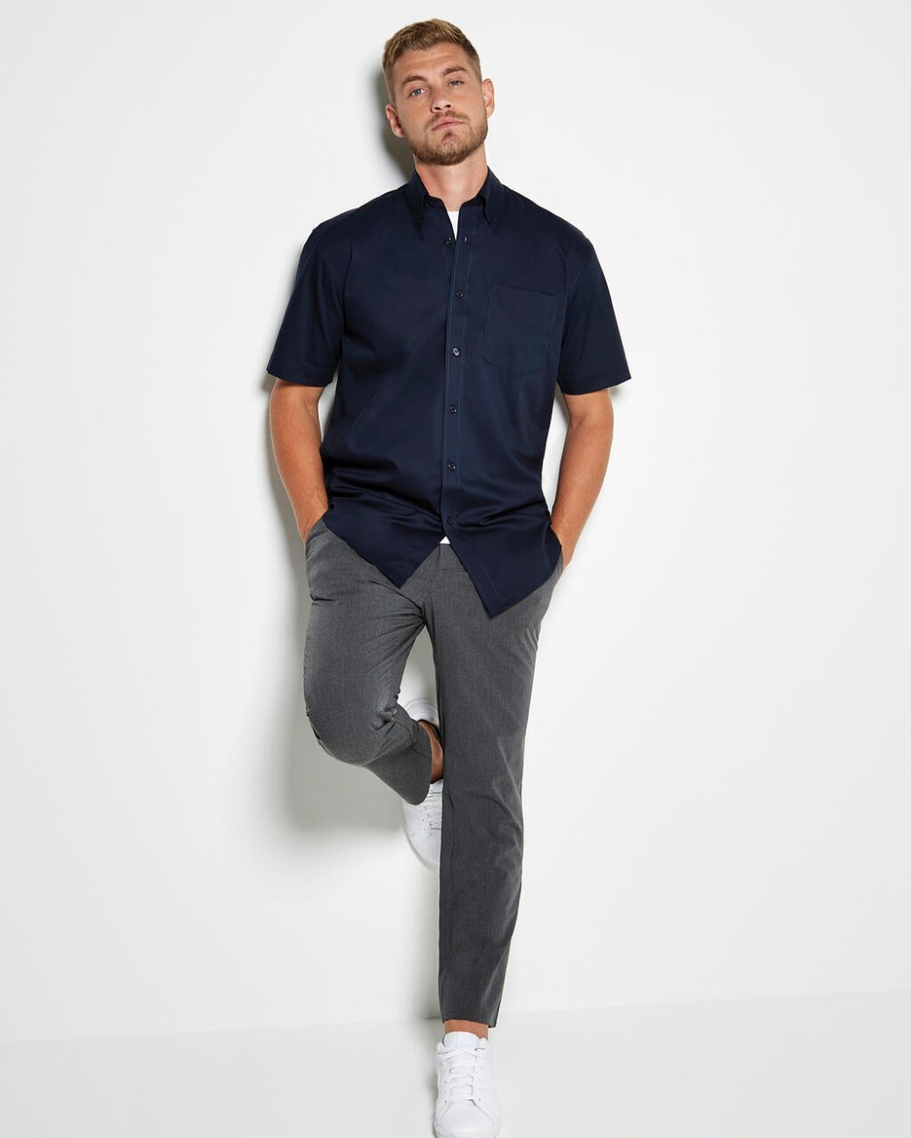 KUSTOM KIT Classic Fit Premium Oxford Shirt SSL Hemden personalisierbar