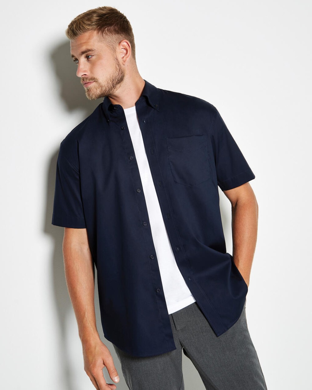 KUSTOM KIT Classic Fit Premium Oxford Shirt SSL Hemden personalisierbar