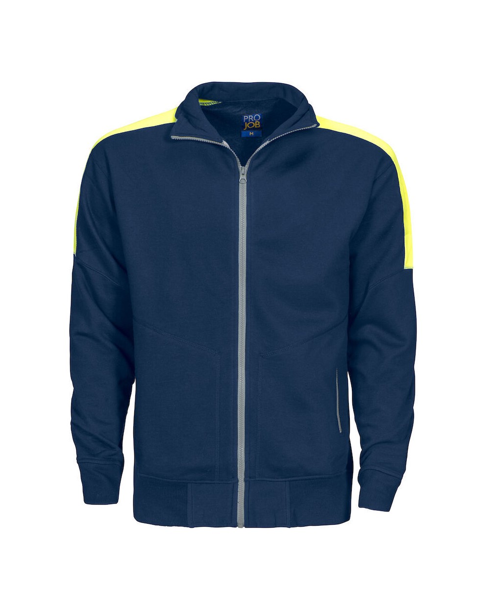 Sweaters & hoodies PROJOB 2123 SWEATER LANGE RITS MET FLUO INZETSTUKKEN voor bedrukking &amp; borduring