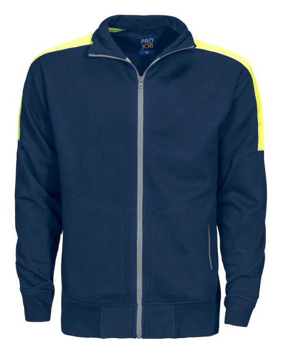 Sweaters & hoodies PROJOB 2123 SWEATER LANGE RITS MET FLUO INZETSTUKKEN voor bedrukking &amp; borduring