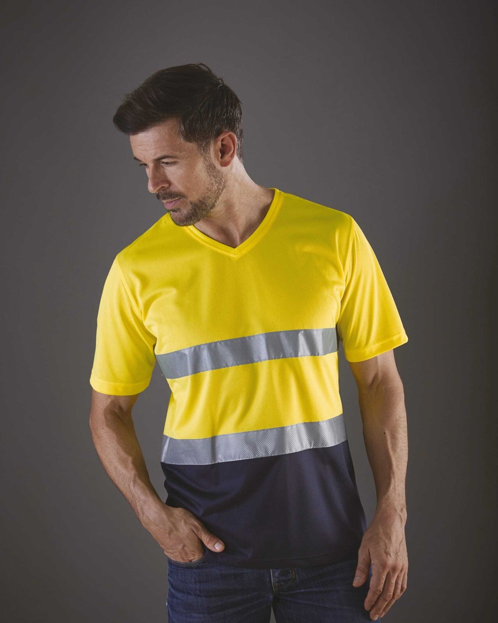 YOKO Hi-Vis Top Cool T-shirt V-Ausschnitt T-Shirts personalisierbar