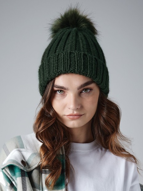 Bonnets à personnaliser BEECHFIELD VERBIER FAUX FUR POP POM CHUNKY BEANIE 