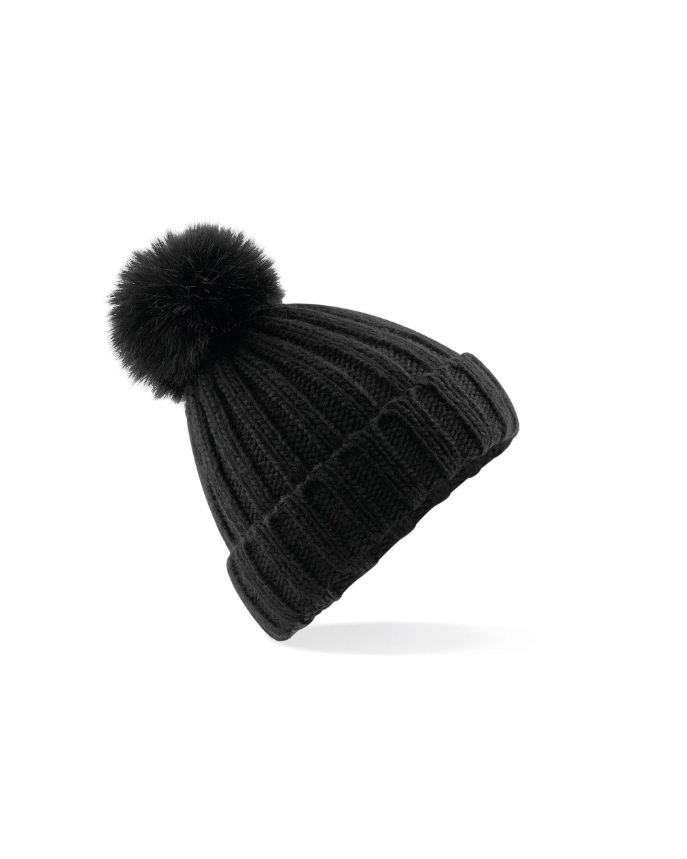 Bonnets personnalisable BEECHFIELD VERBIER FAUX FUR POP POM CHUNKY BEANIE