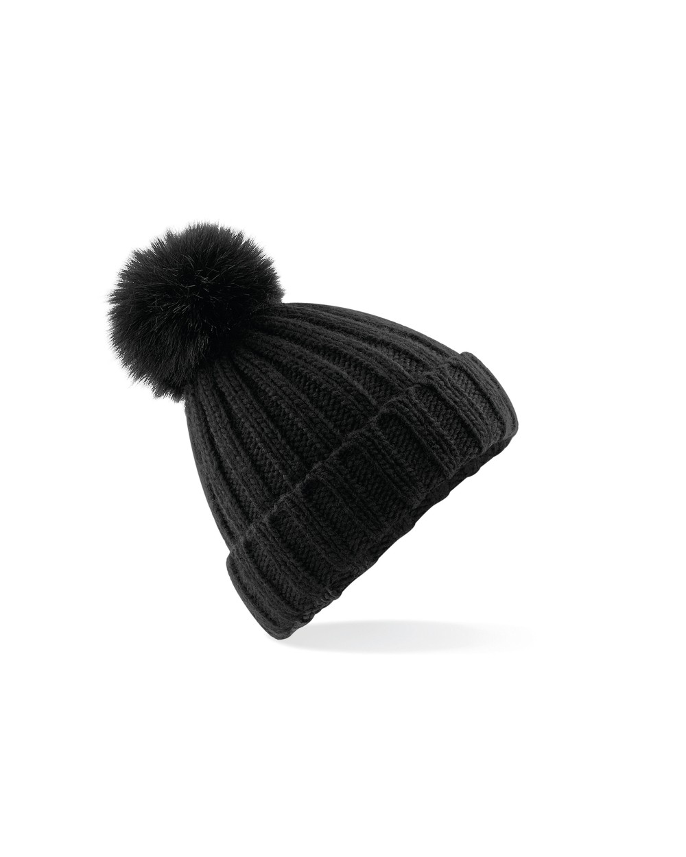 Bonnets personnalisable BEECHFIELD VERBIER FAUX FUR POP POM CHUNKY BEANIE
