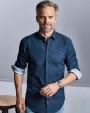 RUSSELL Men's LS Tailored Contrast Ultimate Stretch Shirt Hemden personalisierbar