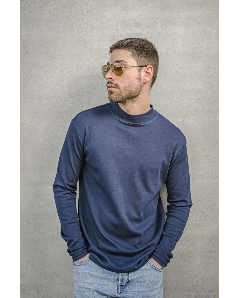 T-shirts HRM Men´s Premium Highneck Longsleeve Tees voor bedrukking &amp; borduring