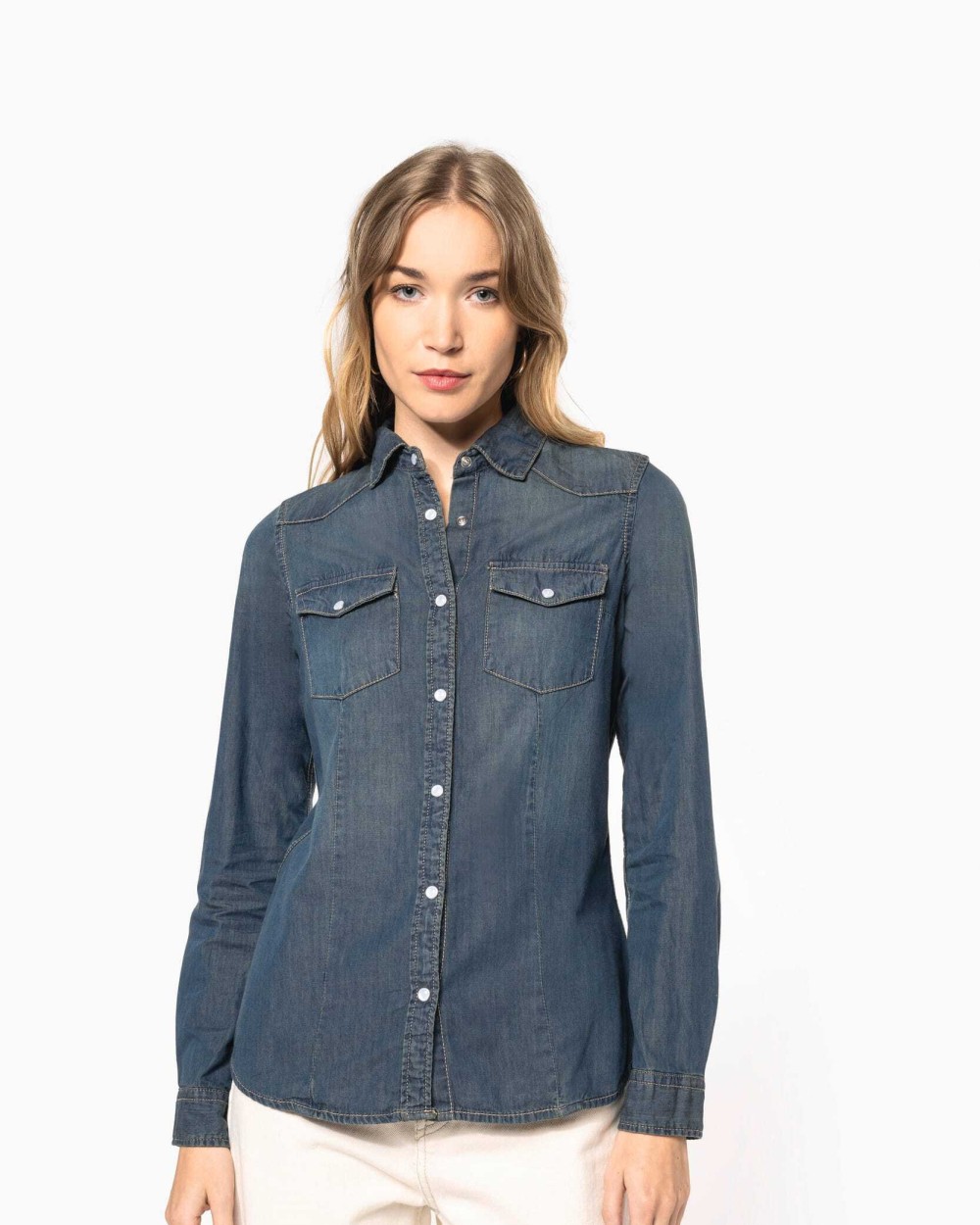 Chemises personnalisable KARIBAN Chemise denim manches longues femme