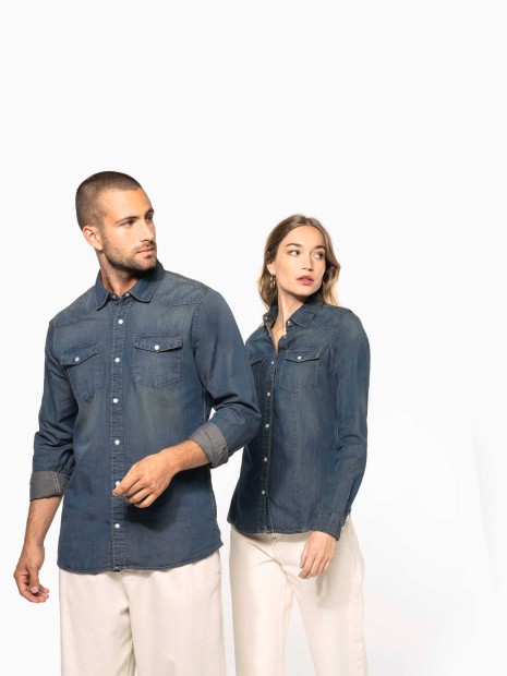 Chemises à personnaliser KARIBAN Chemise denim manches longues femme 