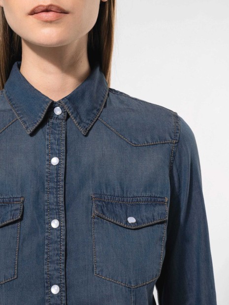 Chemises à personnaliser KARIBAN Chemise denim manches longues femme 
