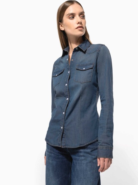 Chemises à personnaliser KARIBAN Chemise denim manches longues femme 