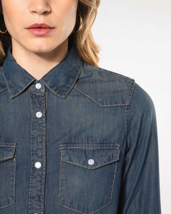 Chemises personnalisable KARIBAN Chemise denim manches longues femme