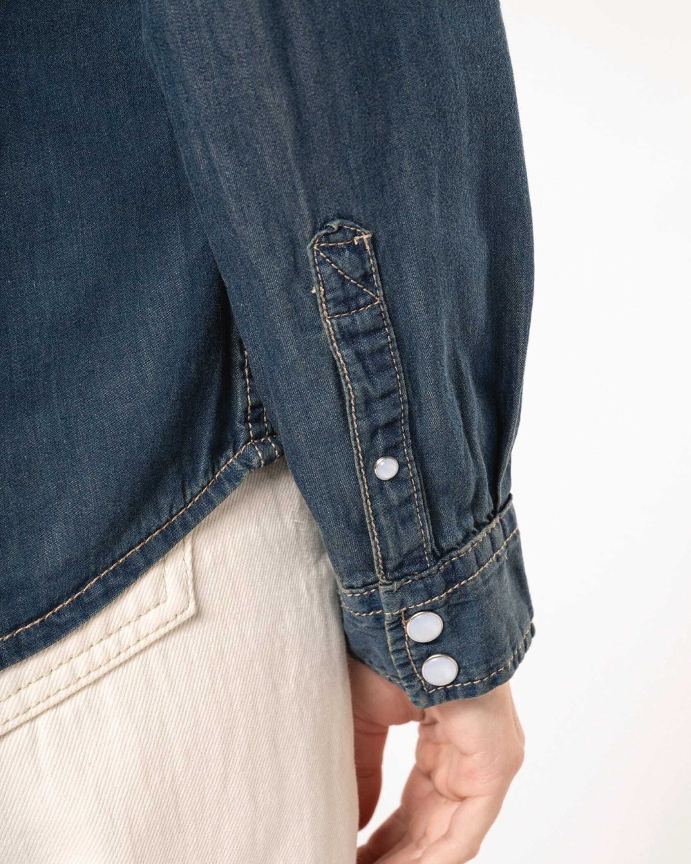 KARIBAN Damen denim-hemd langarm Hemden personalisierbar