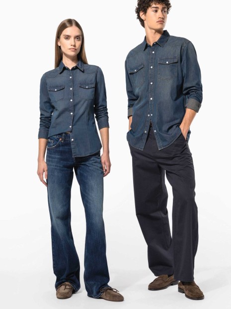 Chemises à personnaliser KARIBAN Chemise denim manches longues femme 