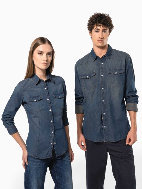 Chemises à personnaliser KARIBAN Chemise denim manches longues femme 