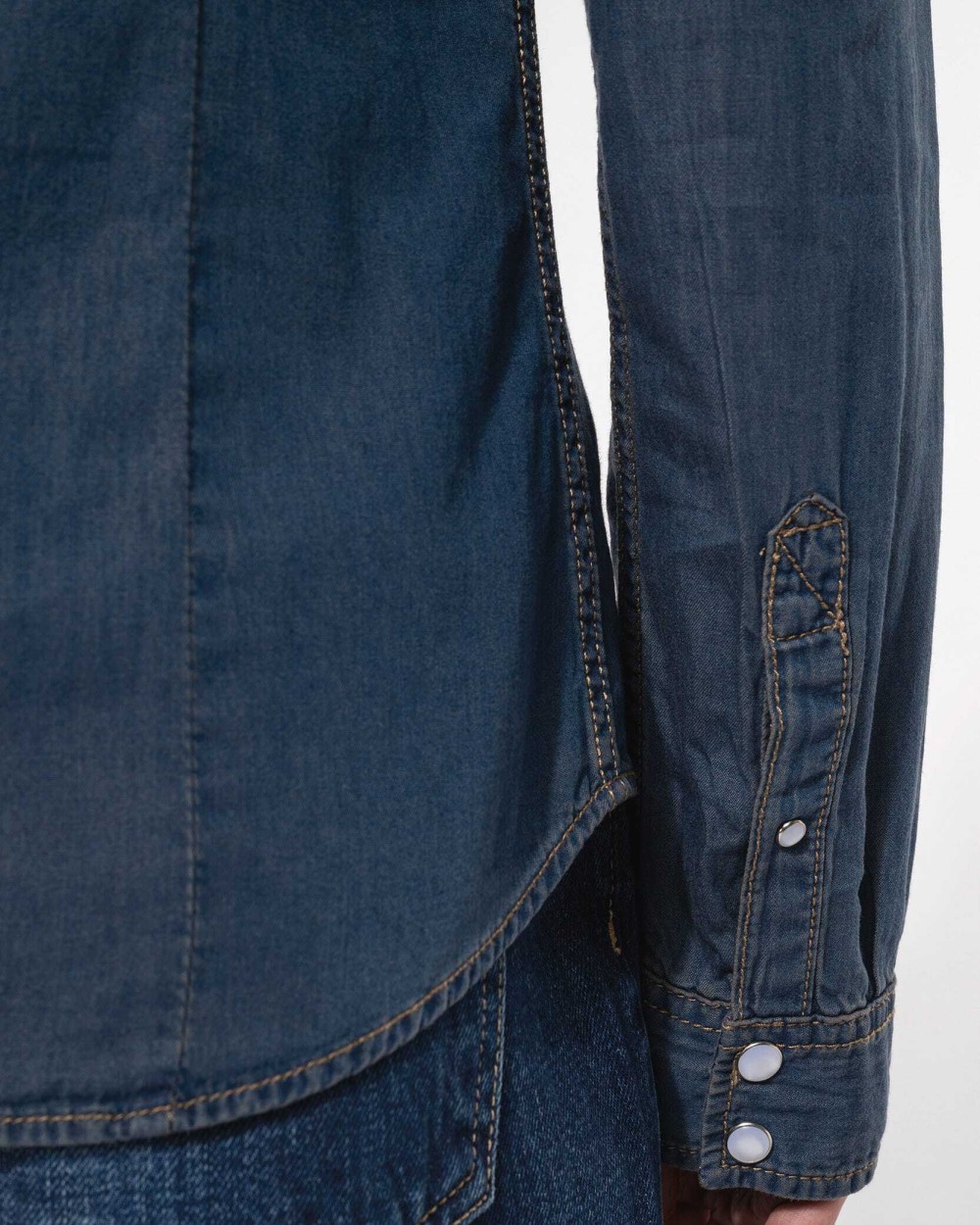 KARIBAN Damen denim-hemd langarm Hemden personalisierbar