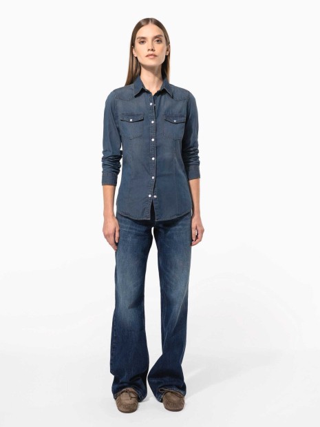 Chemises à personnaliser KARIBAN Chemise denim manches longues femme 