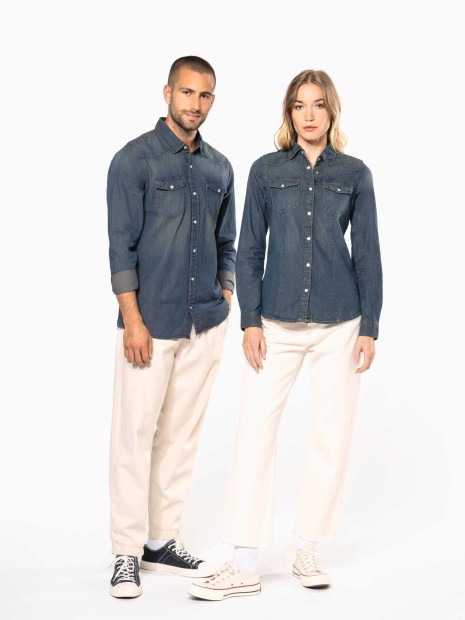 Chemises à personnaliser KARIBAN Chemise denim manches longues femme 