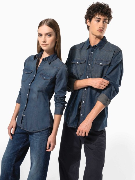 Chemises à personnaliser KARIBAN Chemise denim manches longues femme 